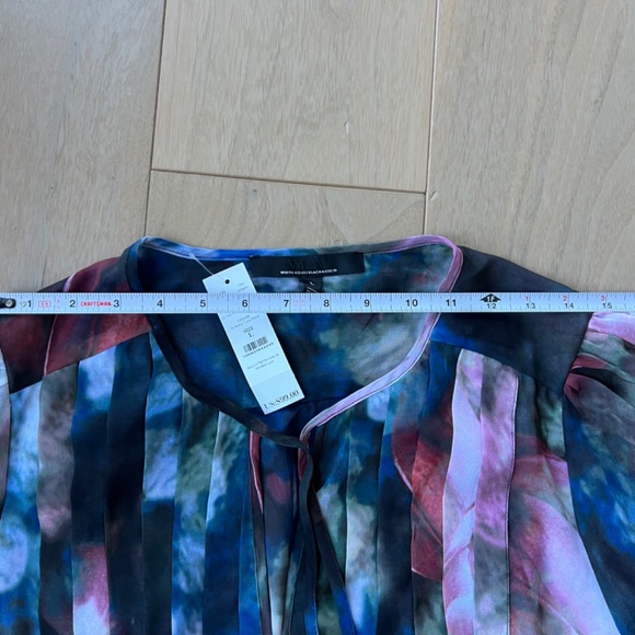 WHBM Long Sleeve V-Neck Pleated Chiffon Blouse NWT - Picture 11 of 11